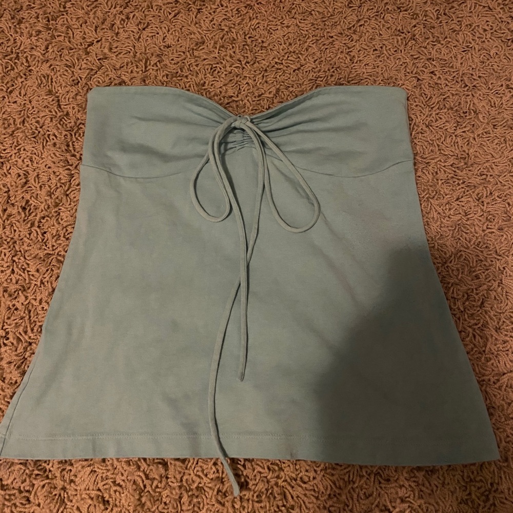 loft teal tie in front tube top!